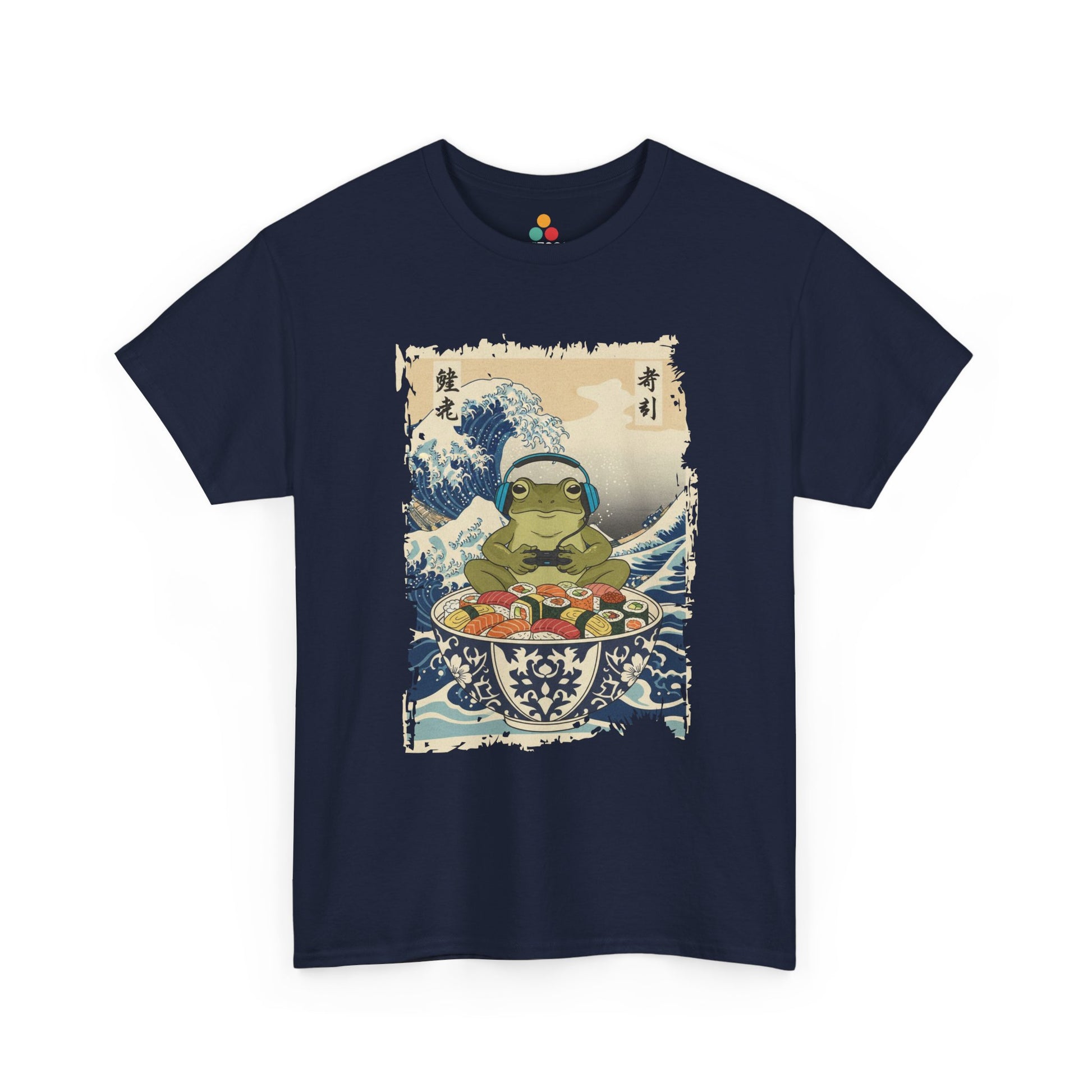 Gamer Frog Sushi Wave T-Shirt – Japanese Aesthetic Gaming Animals Graphic Tee | TEEZOCA 
