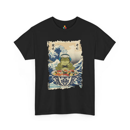 Gamer Frog Sushi Wave T-Shirt – Japanese Aesthetic Gaming Animals Graphic Tee | TEEZOCA 