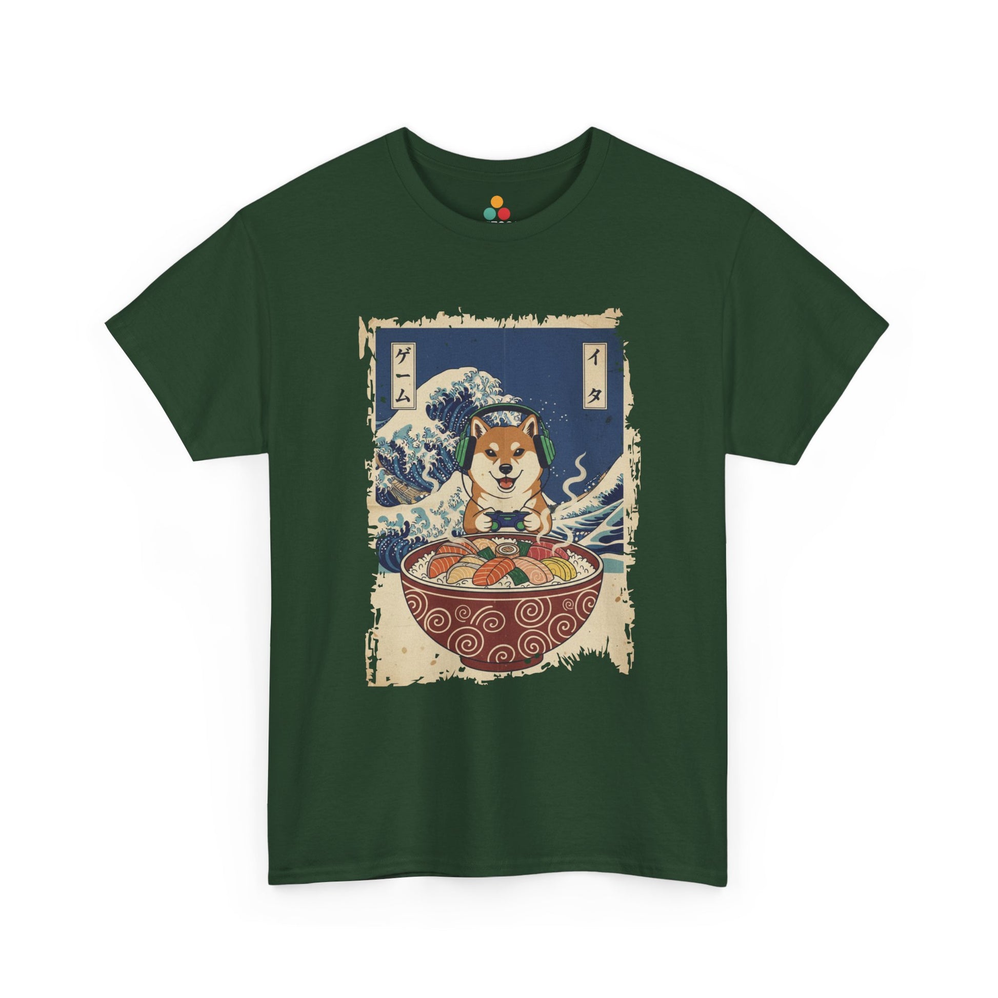 Gamer Shiba Inu Sushi Wave T-Shirt – Japanese Aesthetic Gaming | TEEZOCA 