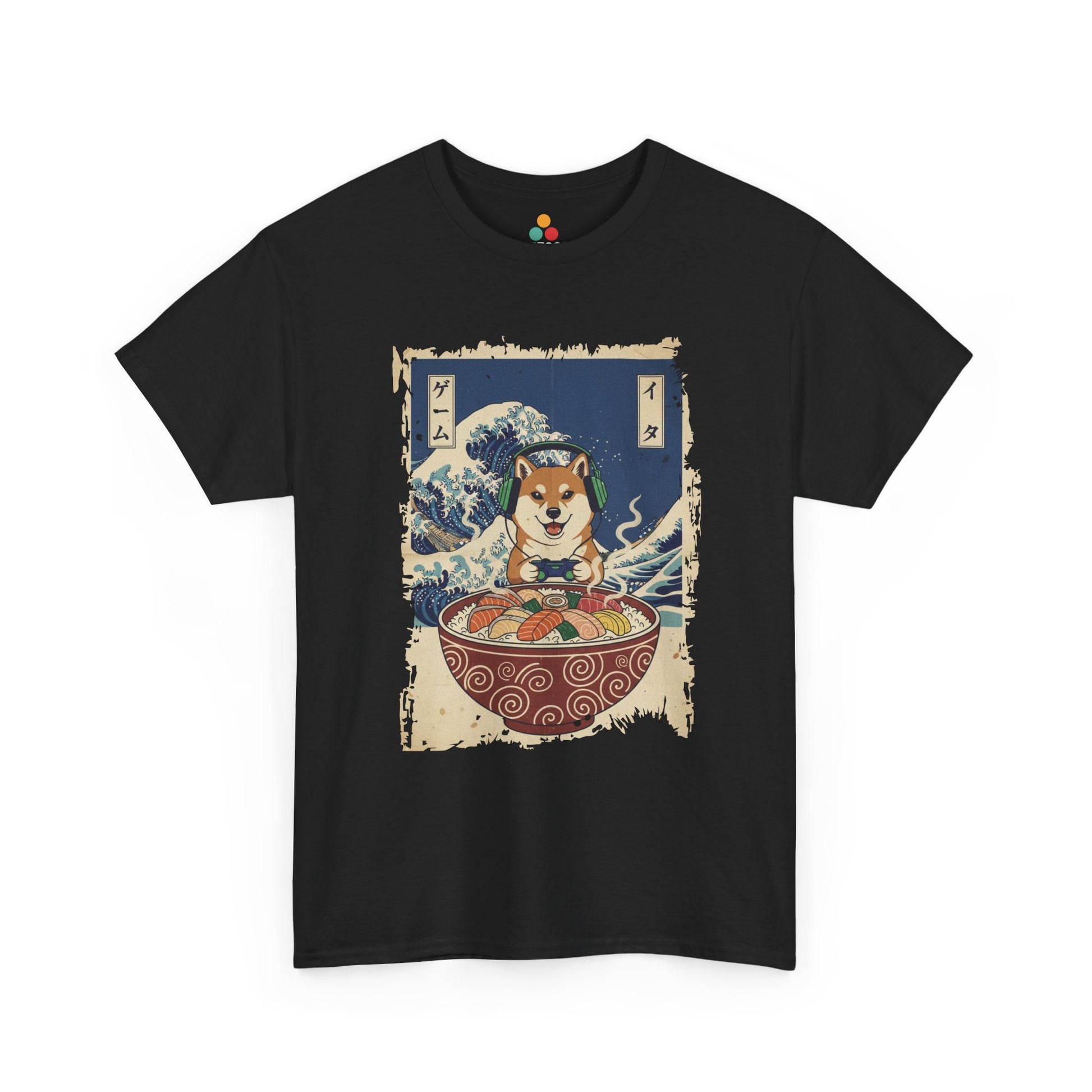 Gamer Shiba Inu Sushi Wave T-Shirt – Japanese Aesthetic Gaming | TEEZOCA 