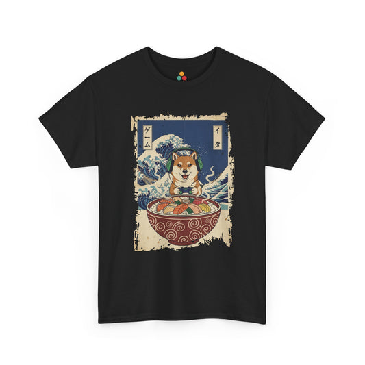 Gamer Shiba Inu Sushi Wave T-Shirt – Japanese Aesthetic Gaming | TEEZOCA 