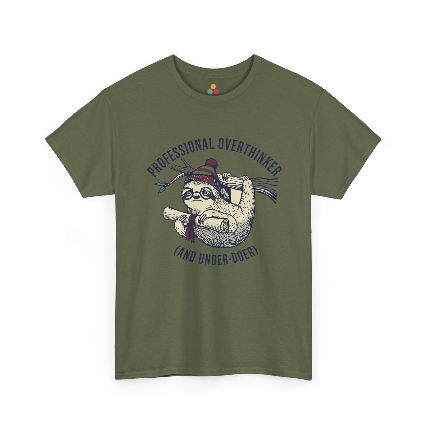Sloth Graphic T-Shirt - "Professional Overthinker (And Under-Doer)" Funny Tee | TEEZOCA 