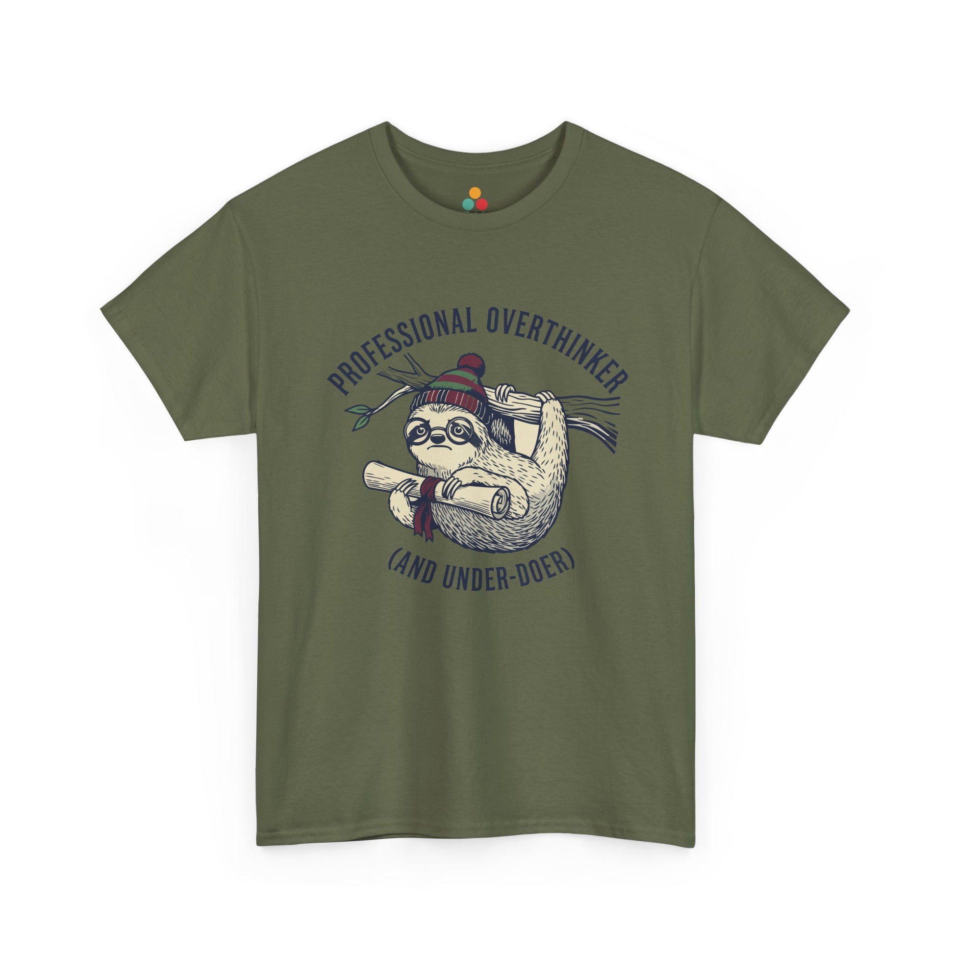 Sloth Graphic T-Shirt - "Professional Overthinker (And Under-Doer)" Funny Tee | TEEZOCA 