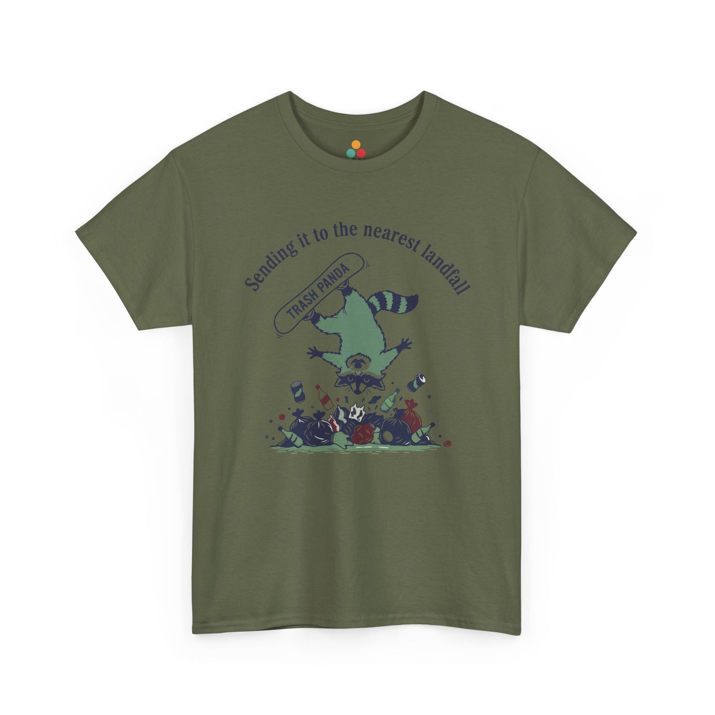 Trash Panda Snowboarding Graphic T-Shirt - "Sending it to the Nearest Landfill" Funny Raccoon Tee | TEEZOCA 