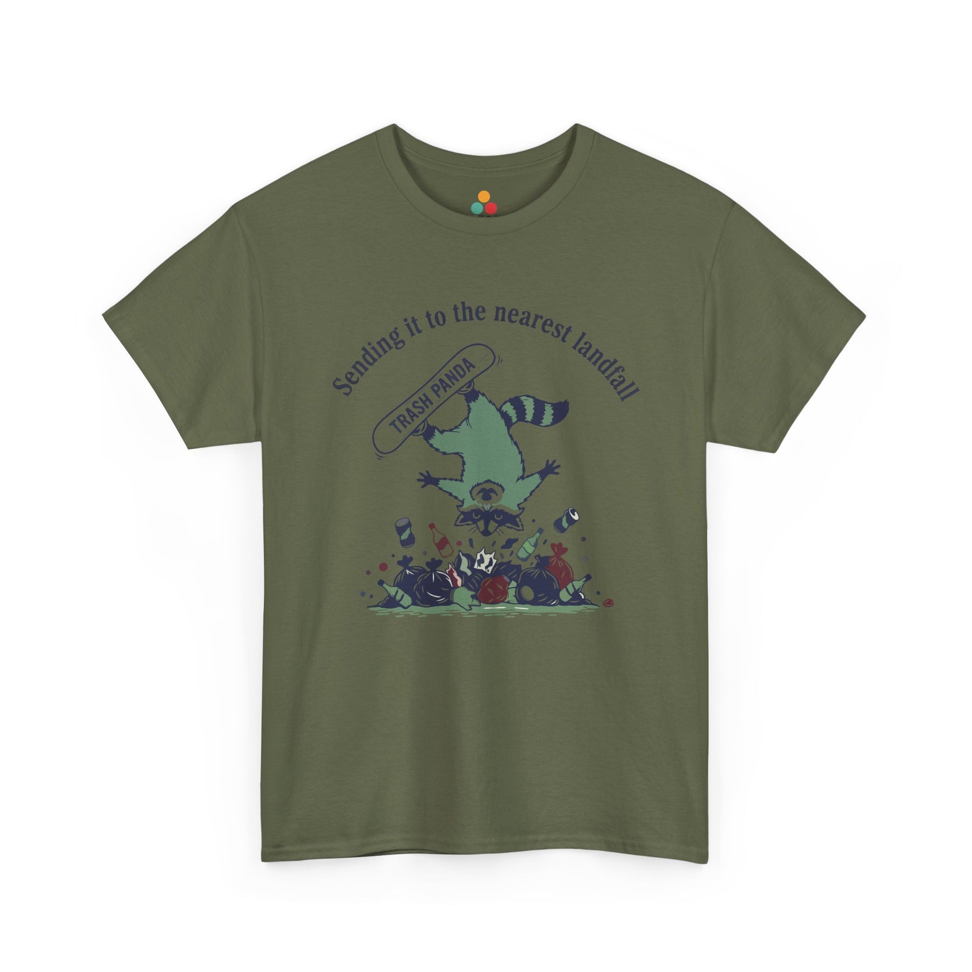 Trash Panda Snowboarding Graphic T-Shirt - "Sending it to the Nearest Landfill" Funny Raccoon Tee | TEEZOCA 