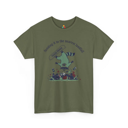 Trash Panda Snowboarding Graphic T-Shirt - "Sending it to the Nearest Landfill" Funny Raccoon Tee | TEEZOCA 