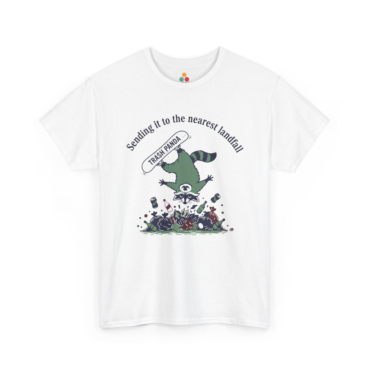 Trash Panda Snowboarding Graphic T-Shirt - "Sending it to the Nearest Landfill" Funny Raccoon Tee | TEEZOCA 