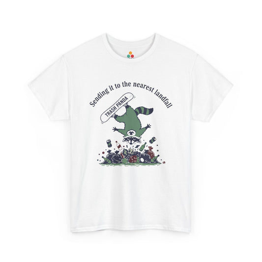 Trash Panda Snowboarding Graphic T-Shirt - "Sending it to the Nearest Landfill" Funny Raccoon Tee | TEEZOCA 