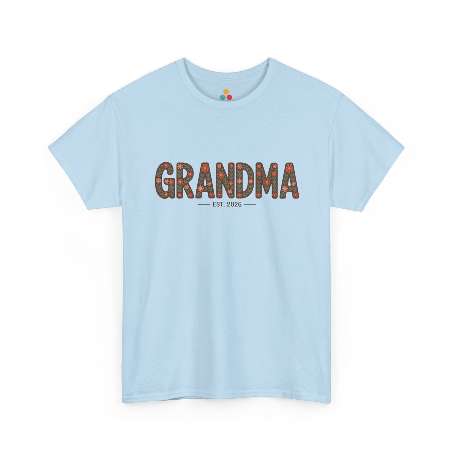 Floral Grandma Est 2026 Light Blue T‑Shirt New Grandma Gift | TEEZOCA 