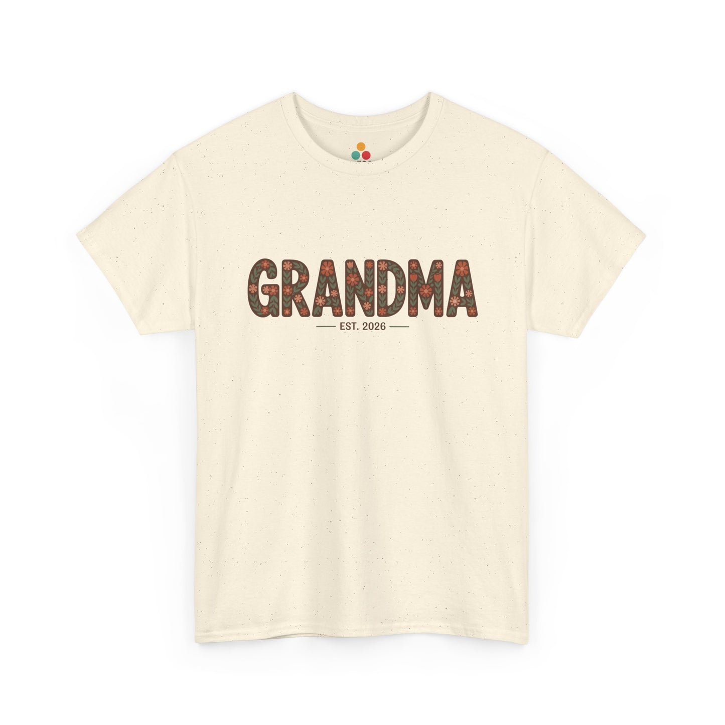 Floral Grandma Est 2026 Natural Color T‑Shirt New Grandma Gift | TEEZOCA