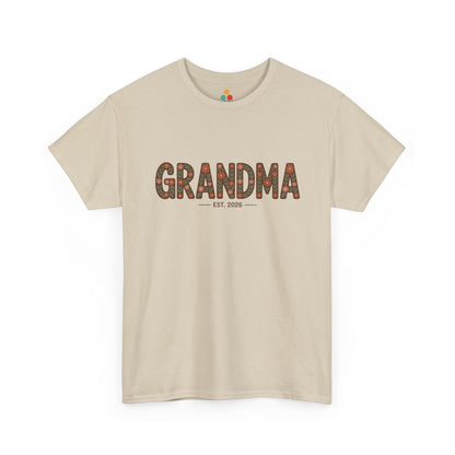 Floral Grandma Est 2026 Sand Color T‑Shirt New Grandma Gift | TEEZOCA 