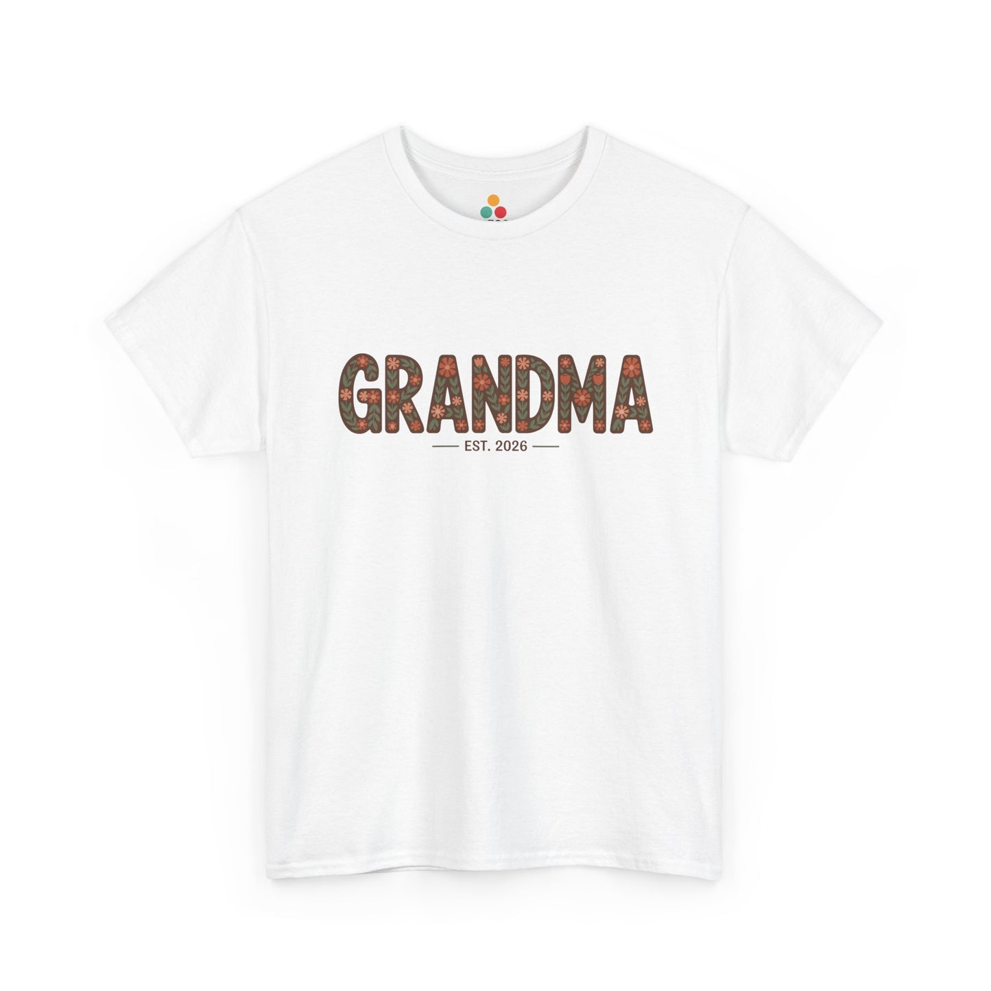 Floral Grandma Est 2026 White T‑Shirt New Grandma Gift | TEEZOCA 