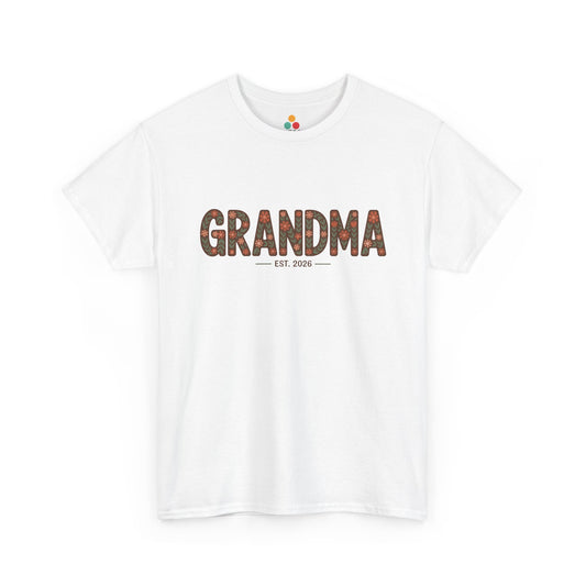 Floral Grandma Est 2026 White T‑Shirt New Grandma Gift | TEEZOCA 