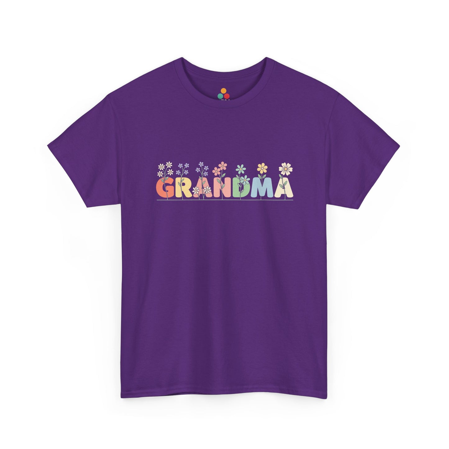 Floral Grandma Purple T‑Shirt – Cute Flower Grandma Graphic Tee | TEEZOCA 