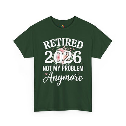 Floral TEEZOCA t-shirt made for female retirement gifts, showing roses, leaves, hearts, and a soft retired 2026 theme.
