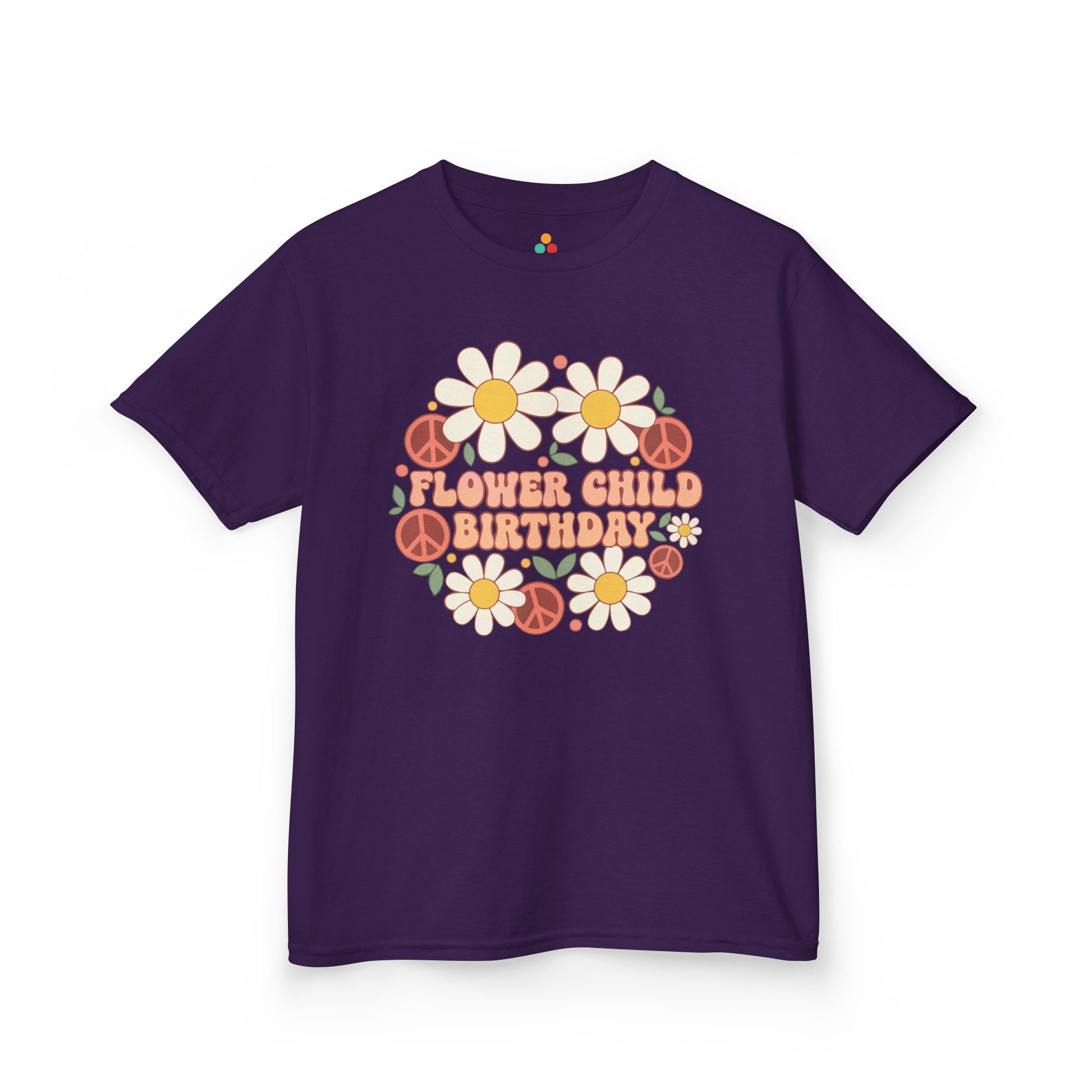 Flower Child Birthday Retro Groovy Unisex T-shirt | TEEZOCA Flower Child Birthday retro floral Unisex T-shirt