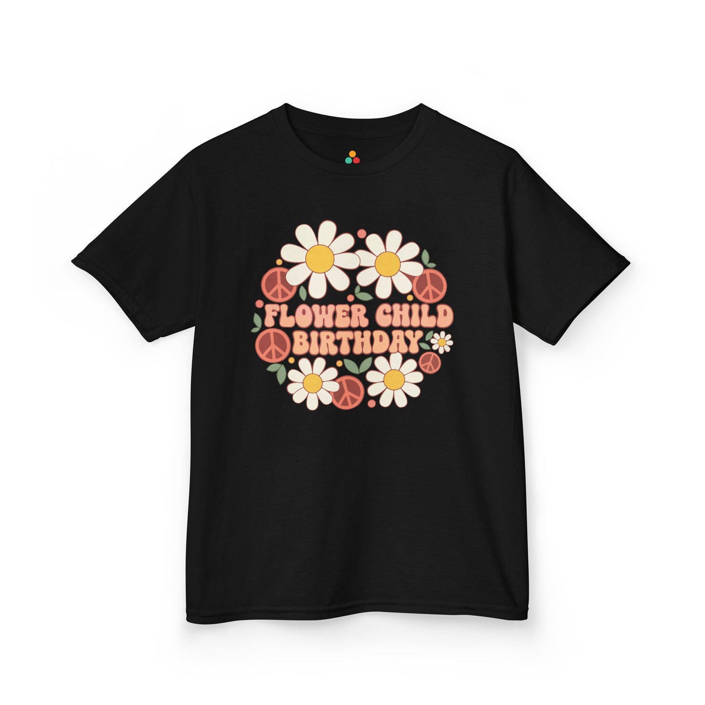 Flower Child Birthday Retro Groovy Unisex T-shirt | TEEZOCA boho floral birthday aesthetic Unisex T-shirt