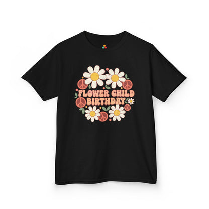 Flower Child Birthday Retro Groovy Unisex T-shirt | TEEZOCA boho floral birthday aesthetic Unisex T-shirt