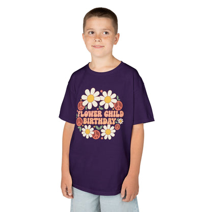 Flower Child Birthday Retro Groovy Unisex T-shirt | TEEZOCA retro daisy peace sign birthday graphic shirt