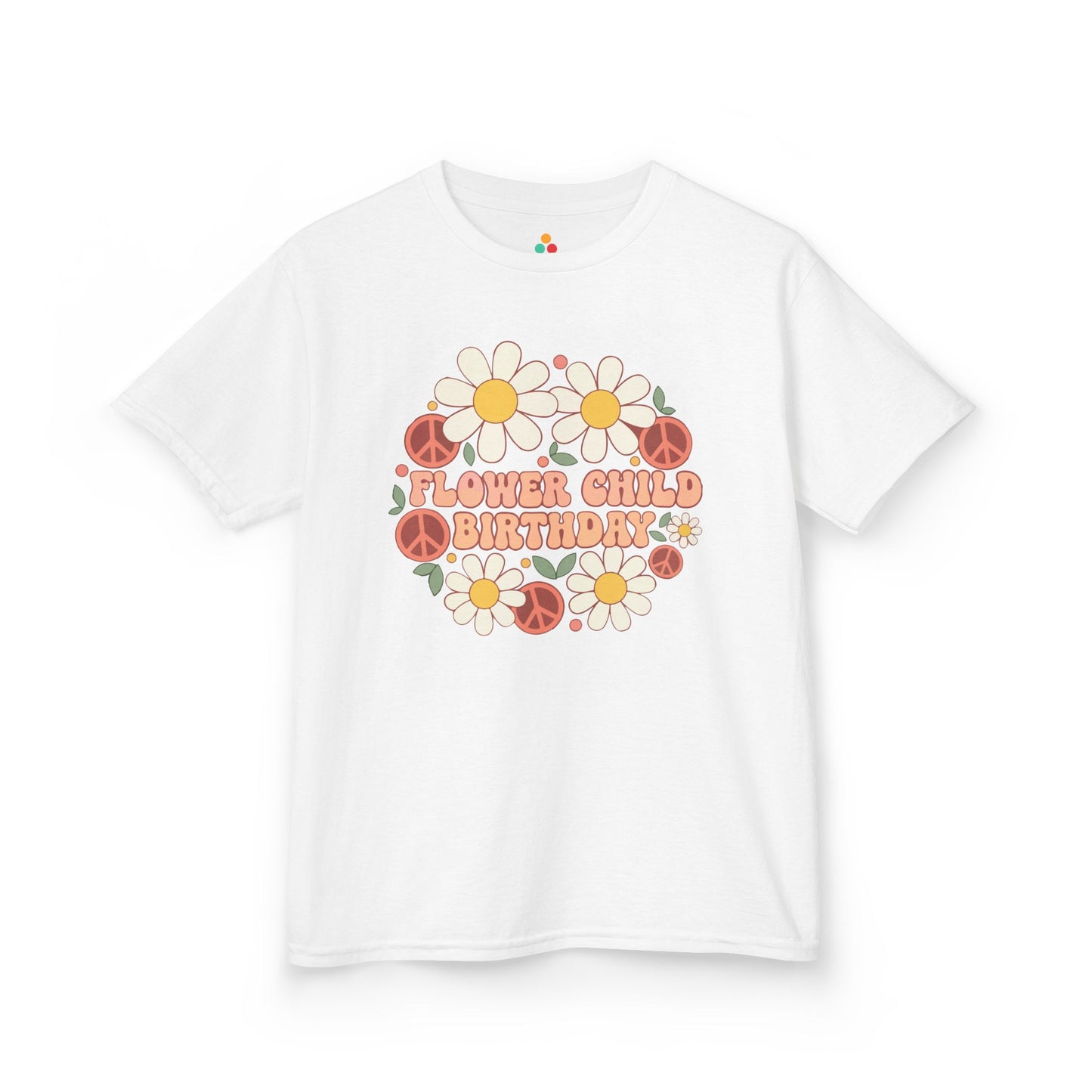 Flower Child Birthday Retro Groovy Unisex T-shirt | TEEZOCA vintage flower child birthday party T-shirt