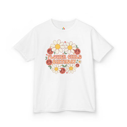 Flower Child Birthday Retro Groovy Unisex T-shirt | TEEZOCA vintage flower child birthday party T-shirt
