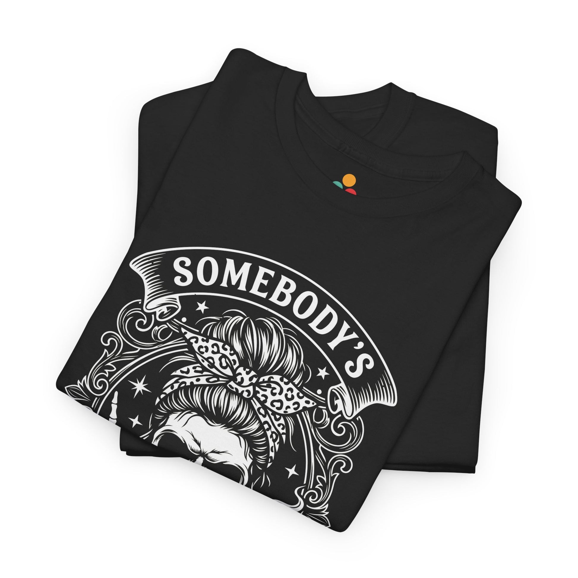 Somebody's Feral Bestie T-Shirt – Edgy Skeleton Messy Bun Graphic Tee | TEEZOCA 