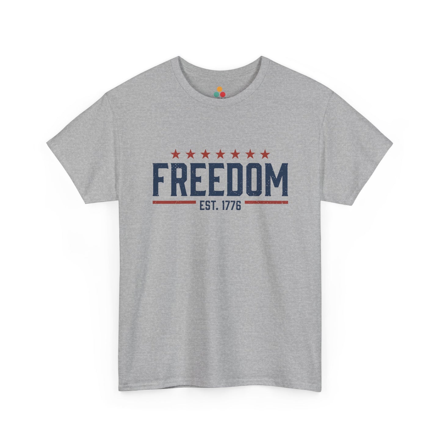 Freedom EST. 1776 Heather Grey T-Shirt – Patriotic Graphic Tee | TEEZOCA 