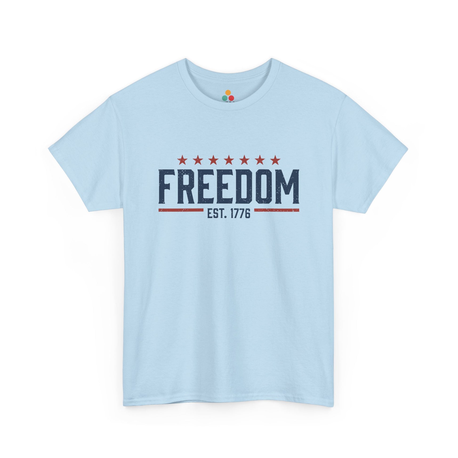 Freedom EST. 1776 Light Blue T-Shirt – Patriotic Graphic Tee | TEEZOCA 
