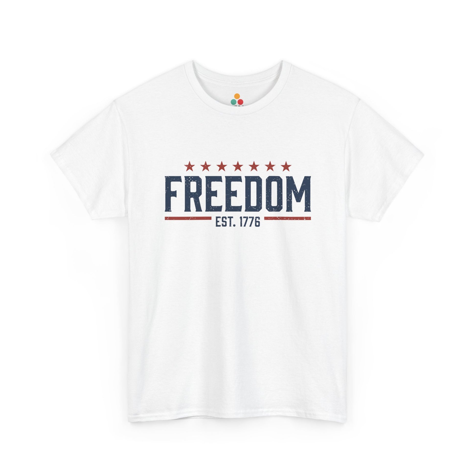 Freedom EST. 1776 White T-Shirt – Patriotic Graphic Tee | TEEZOCA 