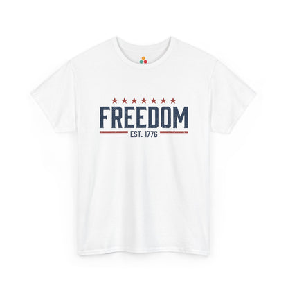 Freedom EST. 1776 White T-Shirt – Patriotic Graphic Tee | TEEZOCA 