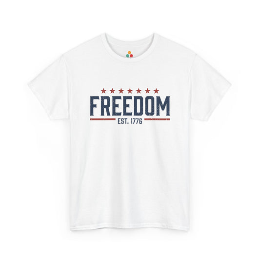 Freedom EST. 1776 White T-Shirt – Patriotic Graphic Tee | TEEZOCA 