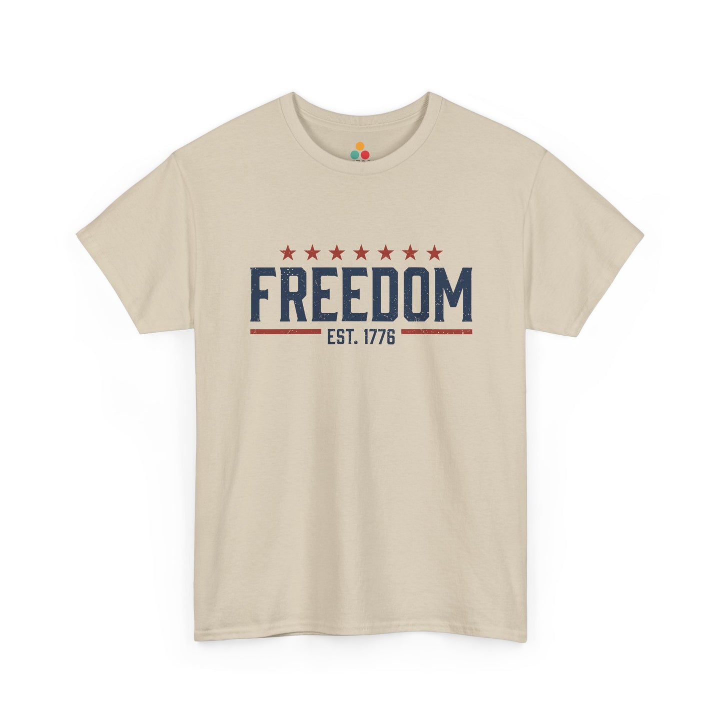 Freedom EST. 1776 beige T-Shirt – Patriotic Graphic Tee | TEEZOCA 