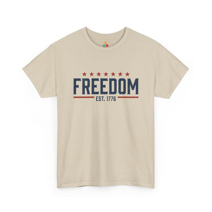 Freedom EST. 1776 beige T-Shirt – Patriotic Graphic Tee | TEEZOCA 