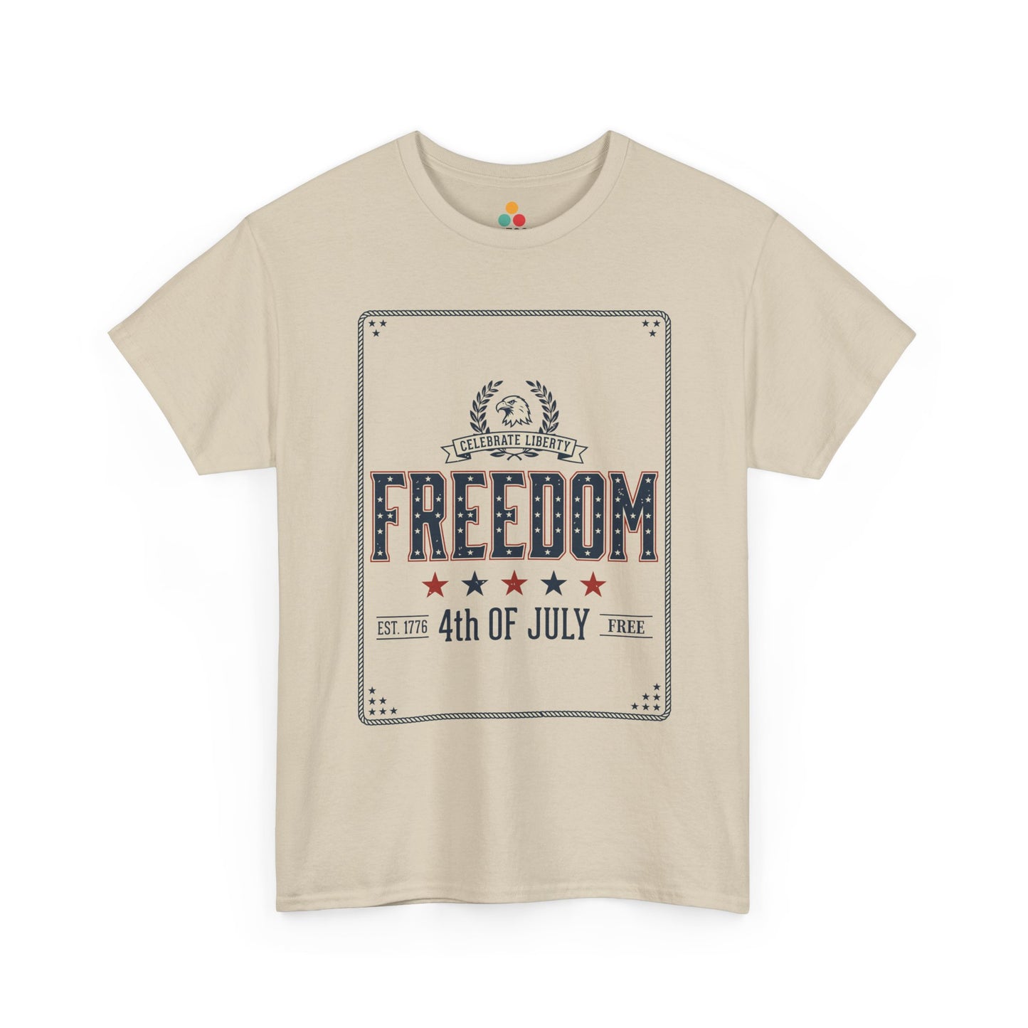 Freedom Est 1776 4th of July Beige T-Shirt – Patriotic Graphic Tee | TEEZOCA 