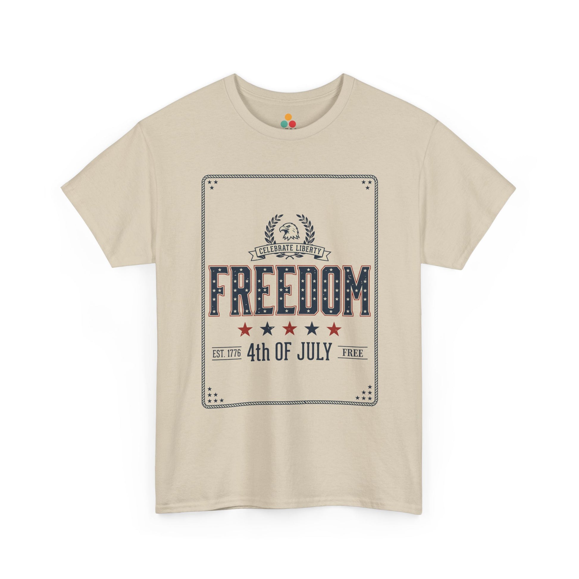Freedom Est 1776 4th of July Beige T-Shirt – Patriotic Graphic Tee | TEEZOCA 