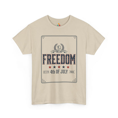Freedom Est 1776 4th of July Beige T-Shirt – Patriotic Graphic Tee | TEEZOCA 
