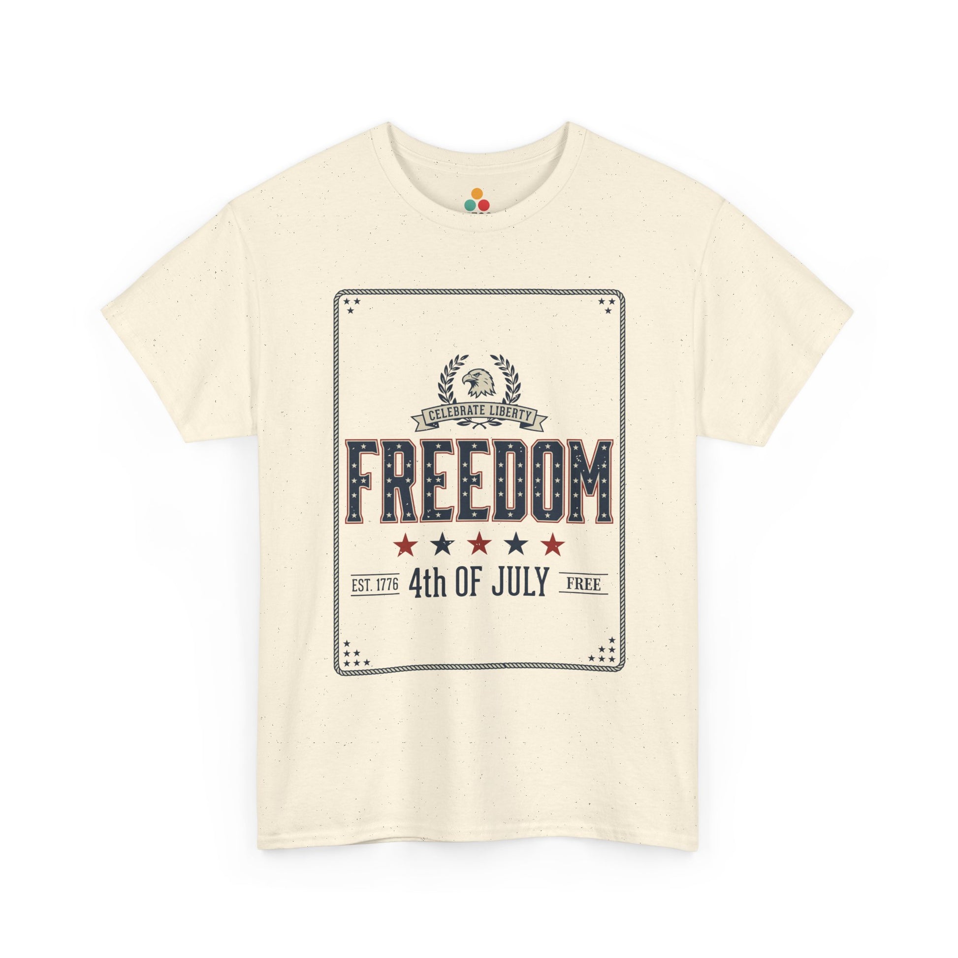 Freedom Est 1776 4th of July Eagle creme T-Shirt – Patriotic Graphic Tee | TEEZOCA 