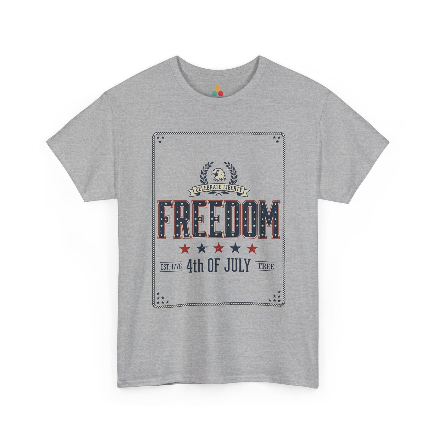 Freedom Est 1776 4th of July Grey T-Shirt – Patriotic Graphic Tee | TEEZOCA 