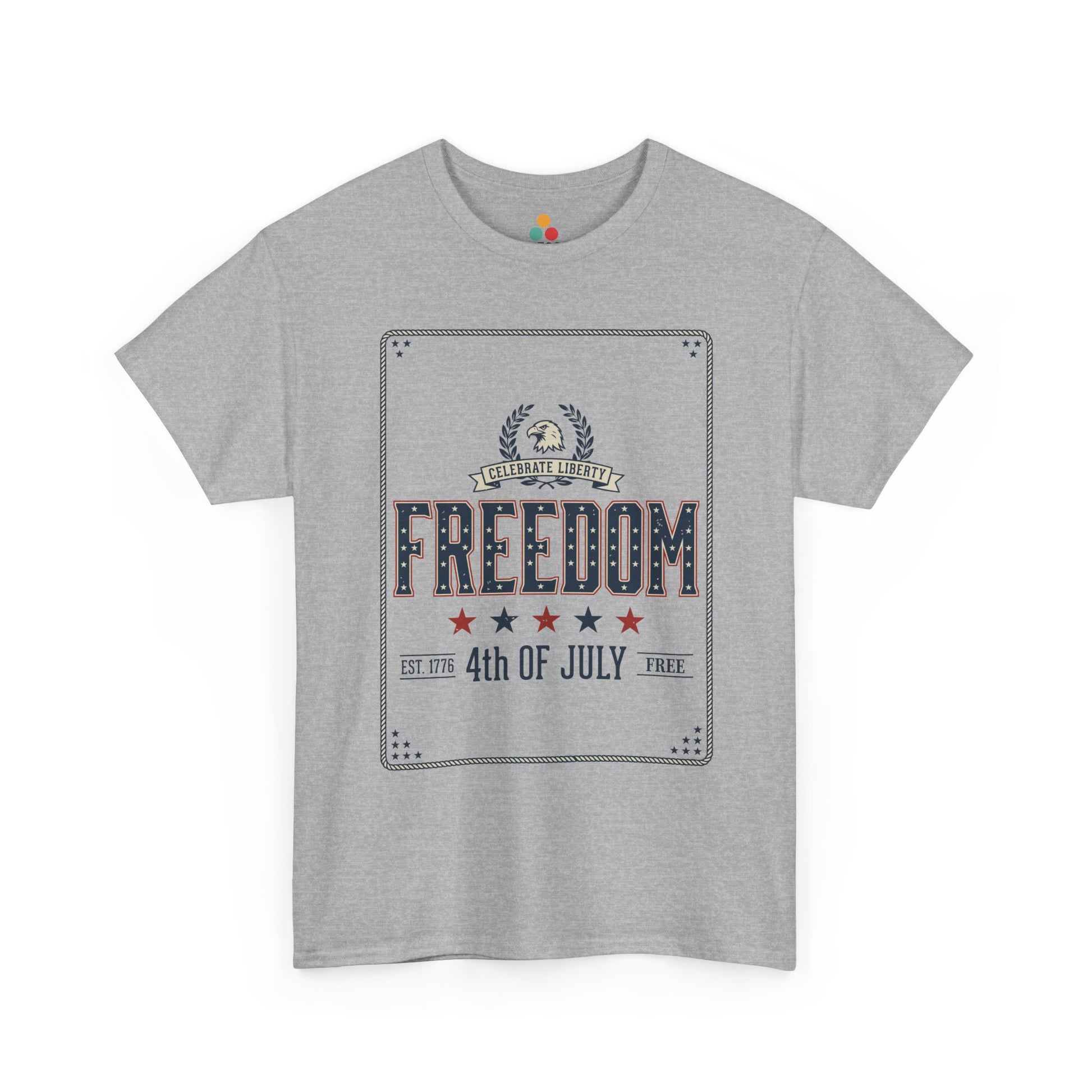 Freedom Est 1776 4th of July Grey T-Shirt – Patriotic Graphic Tee | TEEZOCA 