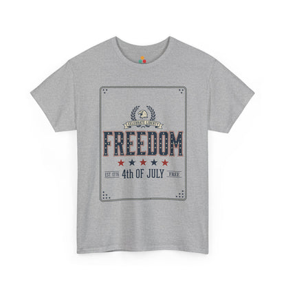 Freedom Est 1776 4th of July Grey T-Shirt – Patriotic Graphic Tee | TEEZOCA 