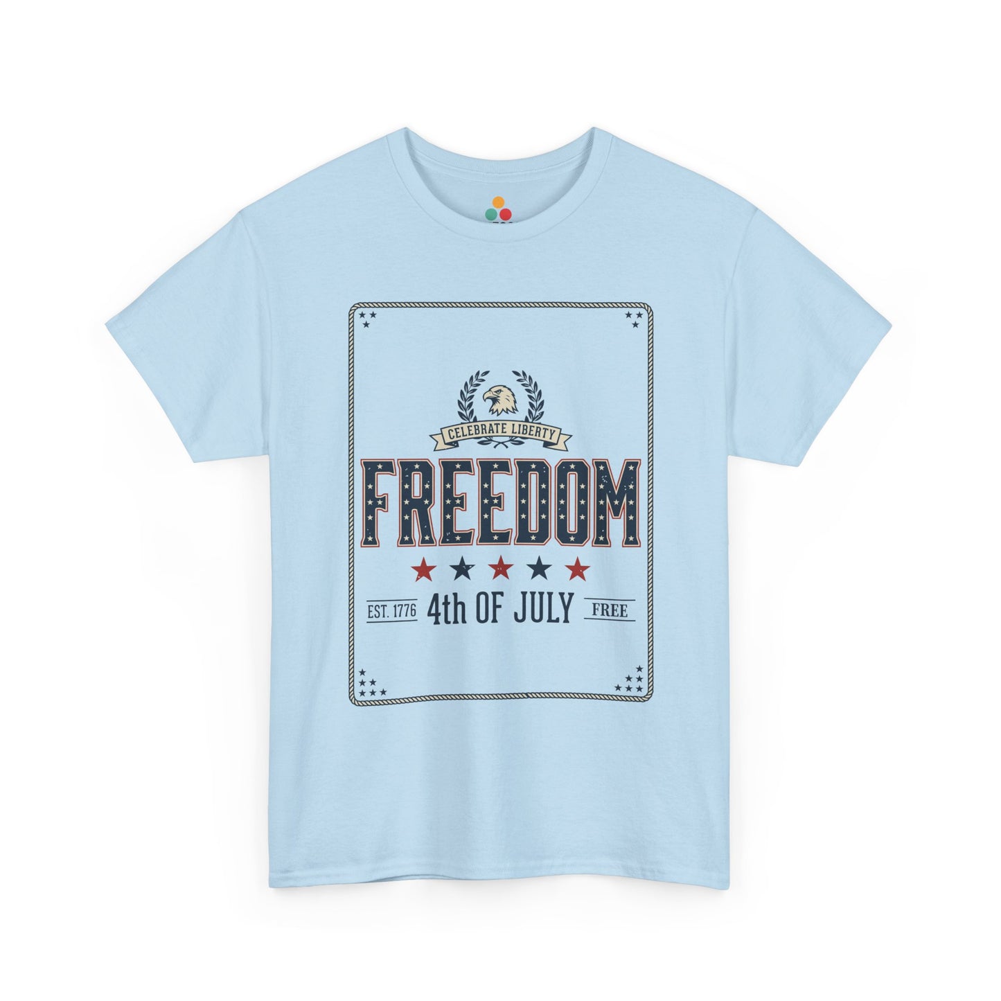Freedom Est 1776 4th of July Light Blue T-Shirt – Patriotic Graphic Tee | TEEZOCA 