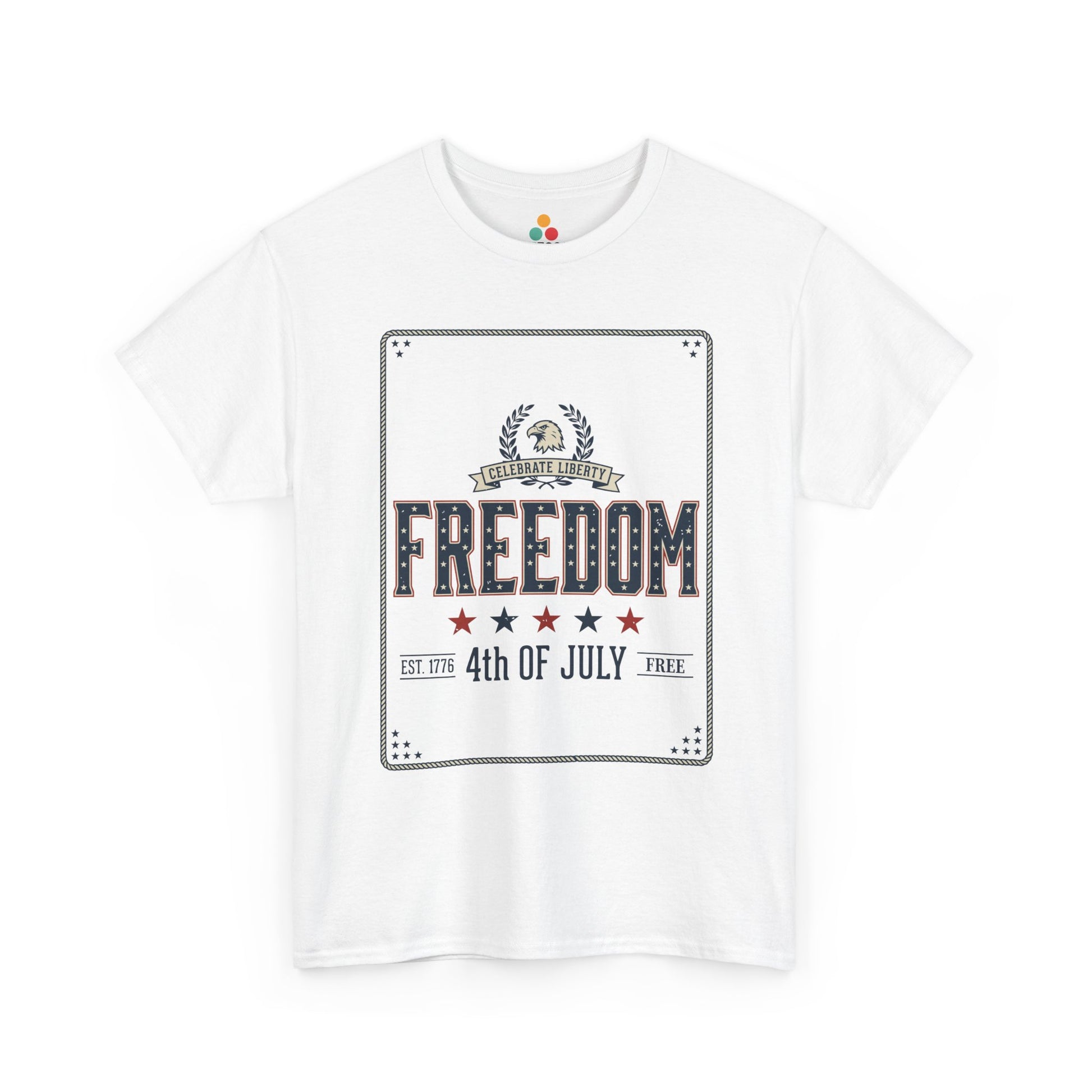 Freedom Est 1776 4th of July white T-Shirt – Patriotic Graphic Tee | TEEZOCA 