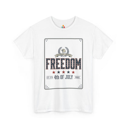Freedom Est 1776 4th of July white T-Shirt – Patriotic Graphic Tee | TEEZOCA 