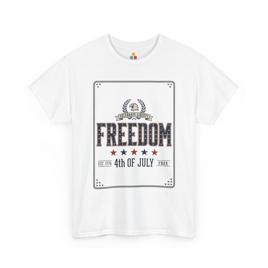 Freedom Est 1776 4th of July white T-Shirt – Patriotic Graphic Tee | TEEZOCA 