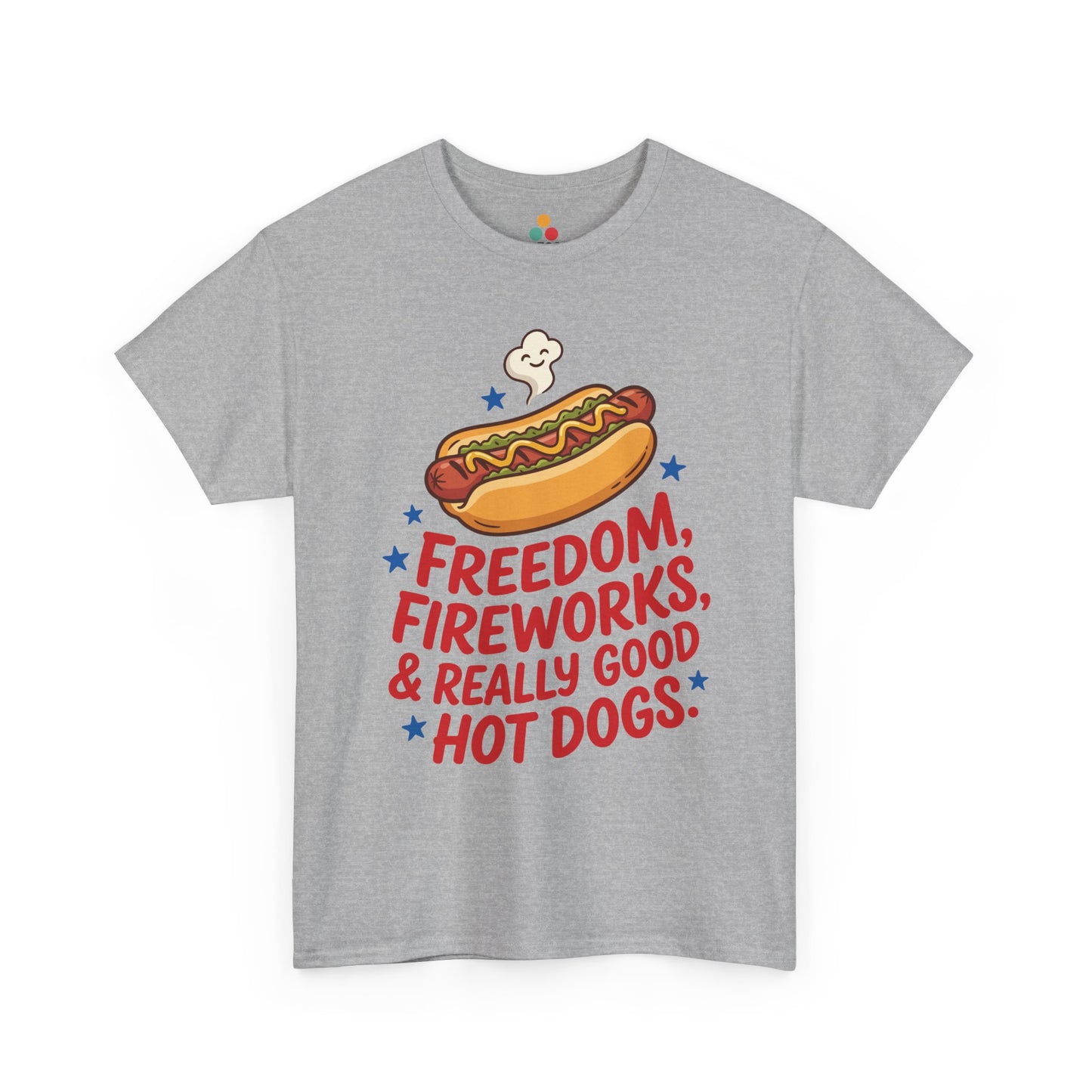 Freedom Fireworks Hot Dogs heather grey T-Shirt – Funny Patriotic Gift for Men and Women | TEEZOCA 