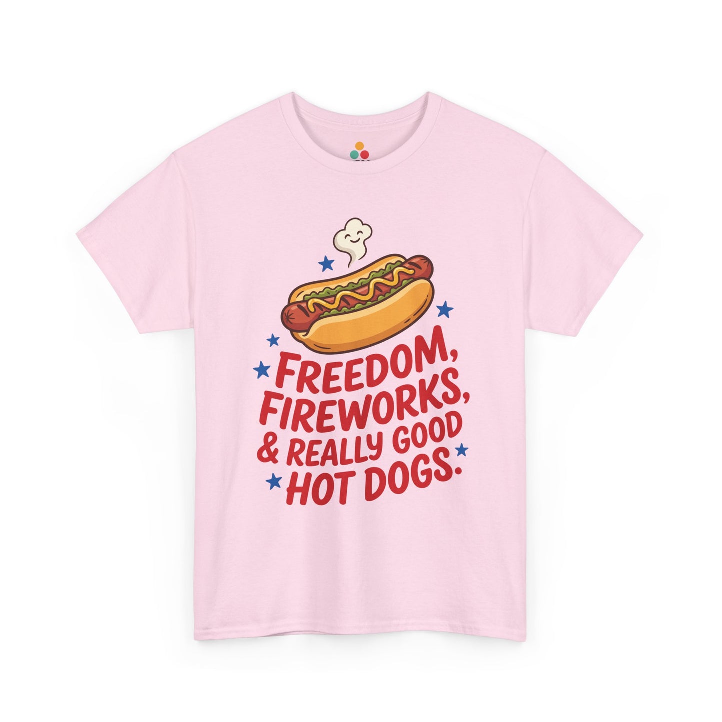 Freedom Fireworks Hot Dogs soft pink T-Shirt – Funny Patriotic Gift for Men and Women | TEEZOCA 
