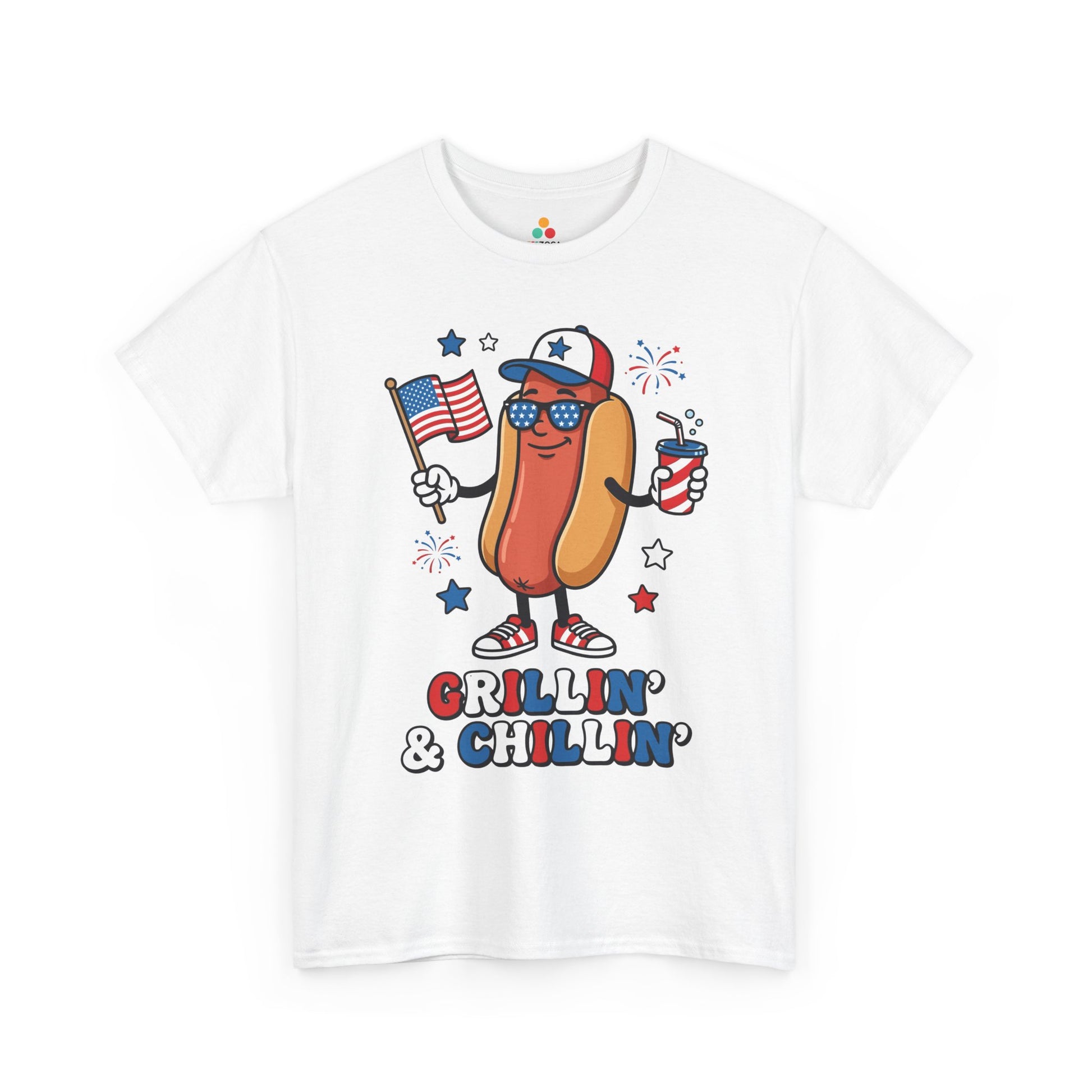 Funny 4th of July Shirt Grillin and Chillin Hot Dog T-shirt Gift | TEEZOCA 