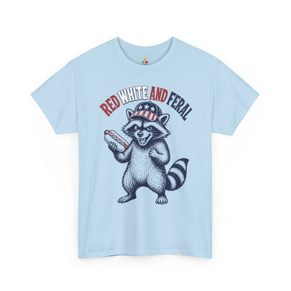 Funny 4th of July Shirt — Red White and Feral Raccoon T-shirt | TEEZOCA 