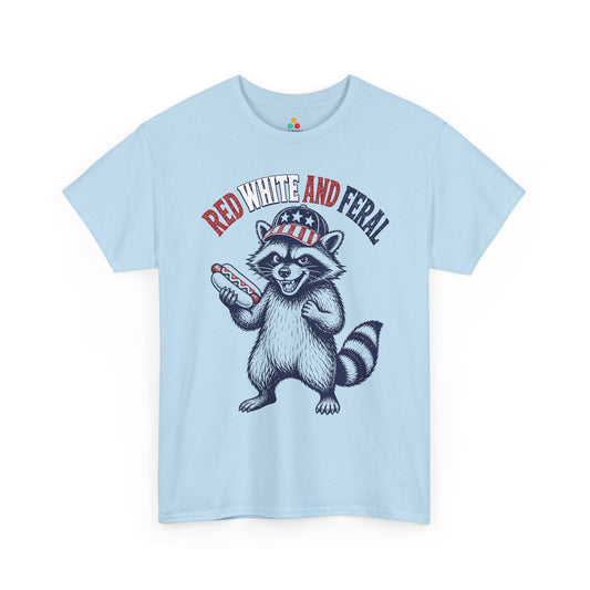 Funny 4th of July Shirt — Red White and Feral Raccoon T-shirt | TEEZOCA 