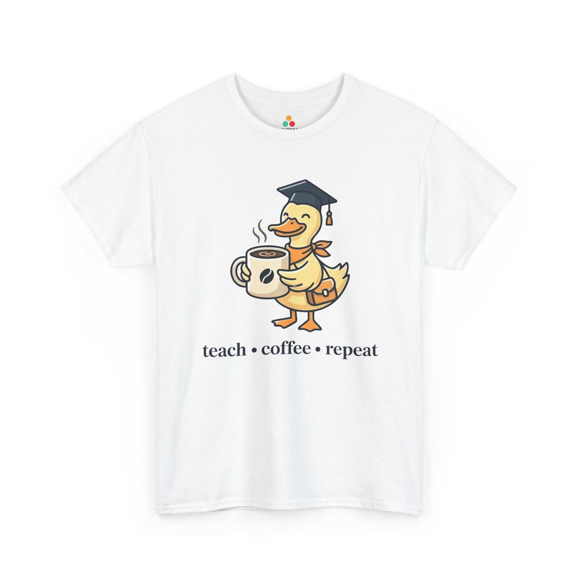 Funny Duck Teacher Shirt Unisex T-shirt Teach Coffee Repeat Gift | TEEZOCA 